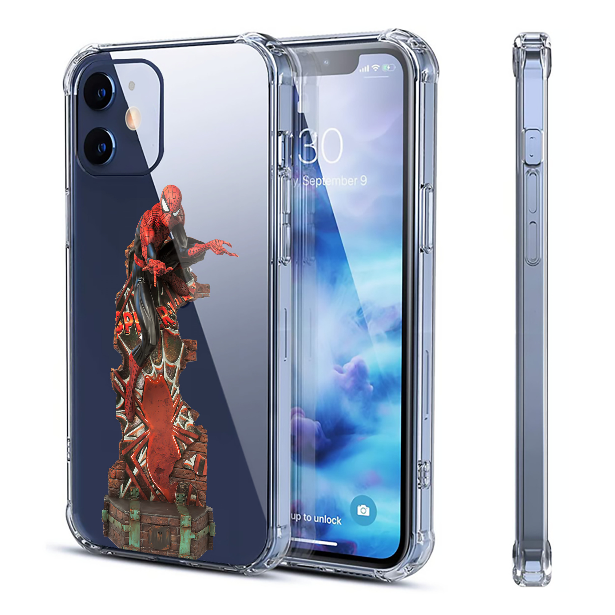 （画像用） Spider Man スパイダーマン 【iPhone 12シリーズ対応】透明スマホケース（クリアソフトケース）